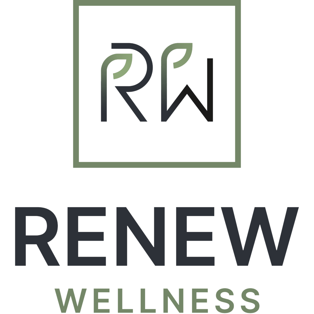 A green square with the word renew written in it.